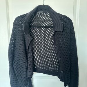 Dynamite Black Knit Open-Front Cardigan